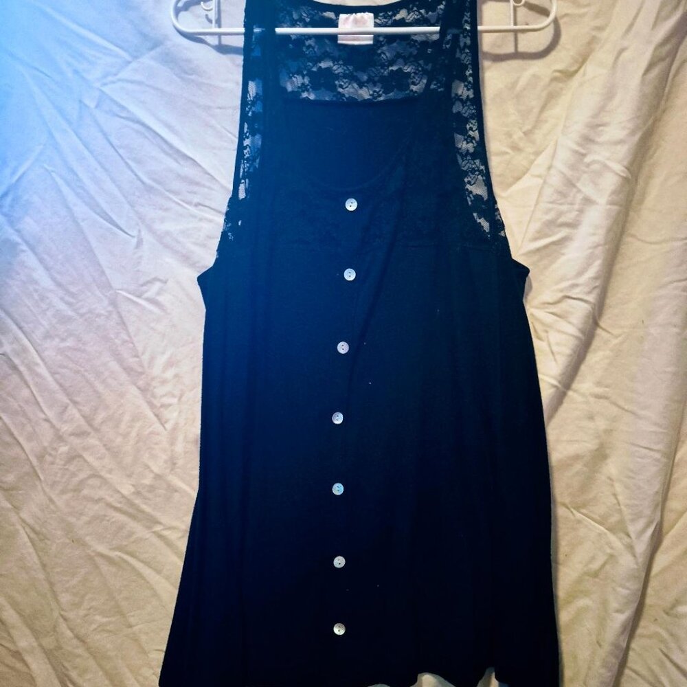 Roaman Black Lace Top Tunic 1X 2X